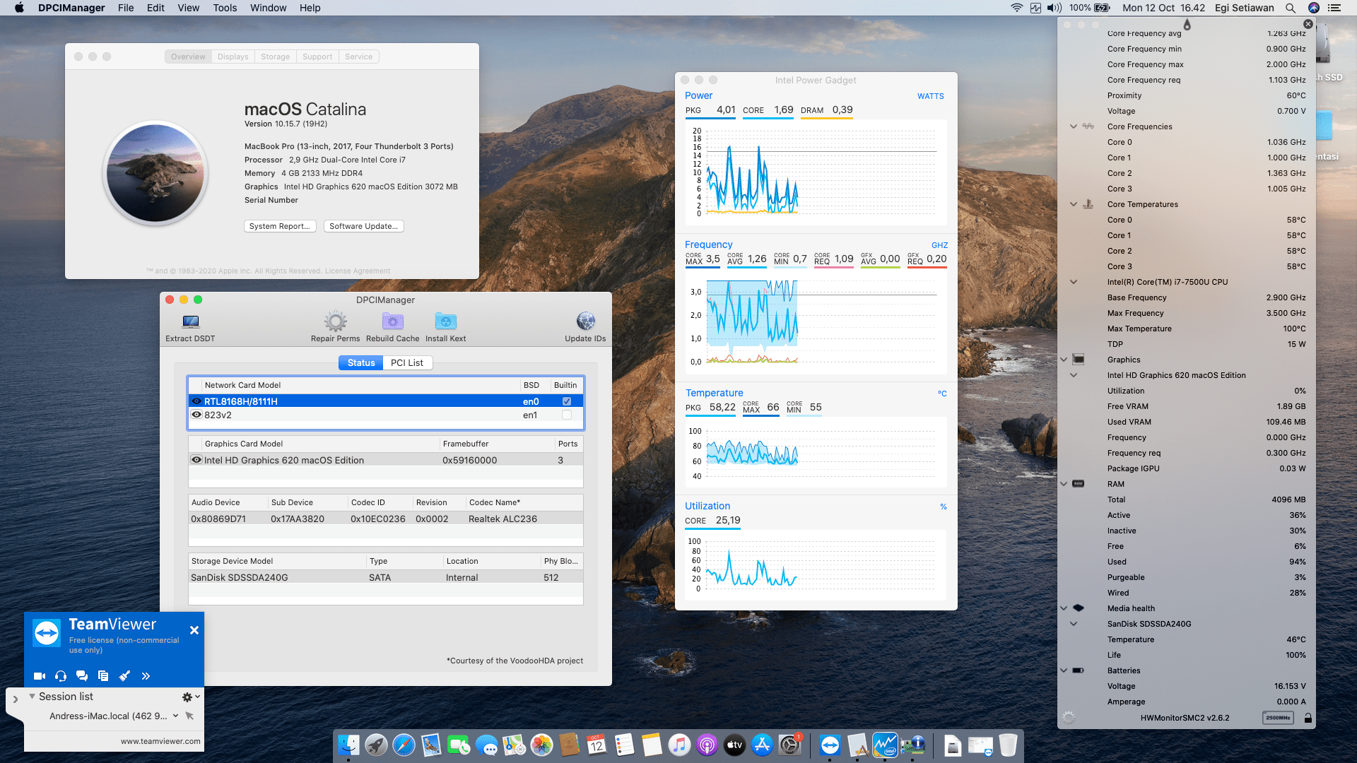 Success Hackintosh macOS Catalina 10.15.7 Build 19H2 in Lenovo Ideapad V310-14IKB